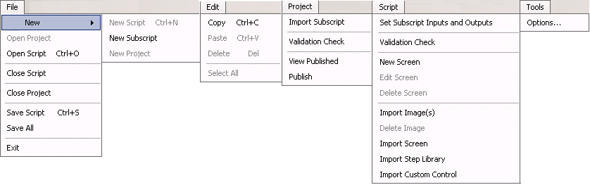 Scripter Designer Menubar